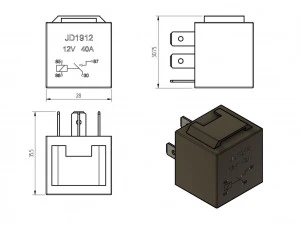 relay jd1912 12v 40a with connector 3D Model