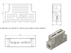 universal car flag fuse holder 3D Model