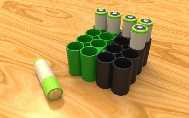 container for rechargeable aa batteries 3D Baskı Modeli .c4d .max .obj .3ds .fbx .stl .blend 