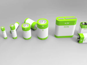 a set of standard batteries 3D Model