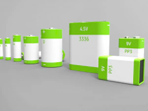 a set of standard batteries 3D Model