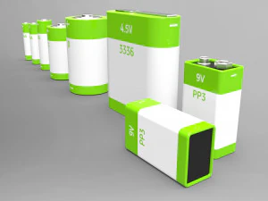 a set of standard batteries 3D Model