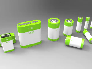 a set of standard batteries 3D Model