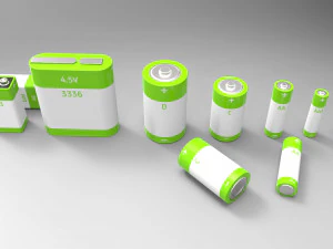 a set of standard batteries 3D Model