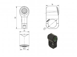 single button led switch for a motorcycle handlebar 22 mm 3D Model