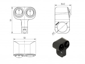 double key switch for a motorcycle handlebar 22 mm 3D 모델