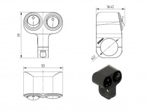 double key switch for a motorcycle handlebar 22 mm 3D Model