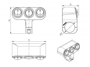 triple key switch for a motorcycle handlebar 22 mm 3D Model