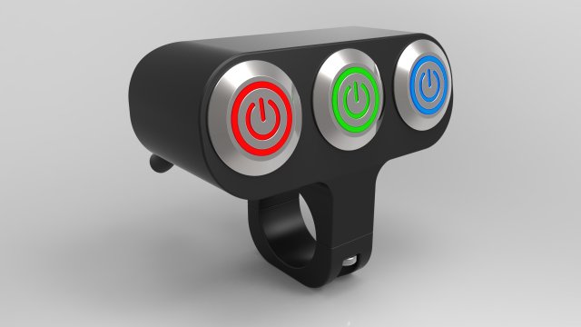 triple button led switch for a motorcycle handlebar 22 mm 3D Model .c4d .max .obj .3ds .fbx .stl .blend 