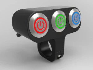 Włącznik LED trzyprzyciskowy do kierownicy motocykla 22 mm Model 3D