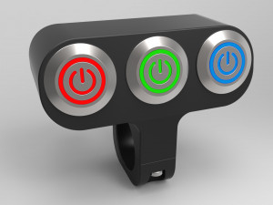 triple button led switch for a motorcycle handlebar 22 mm 3D Model