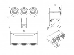 triple button led switch for a motorcycle handlebar 22 mm 3D Model