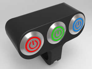 triple button led switch for a motorcycle handlebar 22 mm 3D Model