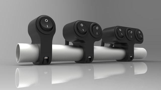 set of three key switches for a motorcycle handlebar 22 mm Model 3D .c4d .max .obj .3ds .fbx .stl .blend 