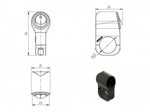 set of three key switches for a motorcycle handlebar 22 mm Model 3D