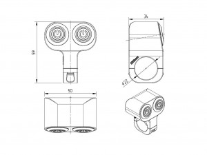 set of three button led switches for a motorcycle handlebar 22 mm 3D-Modell