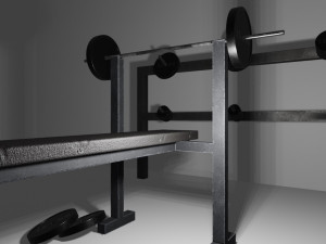 benchpress-weight plates-stand-barbell 3D Model