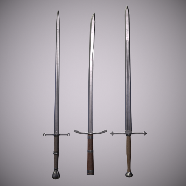 two-handed swords 3D मॉडल .c4d .max .obj .3ds .fbx .stl .blend 