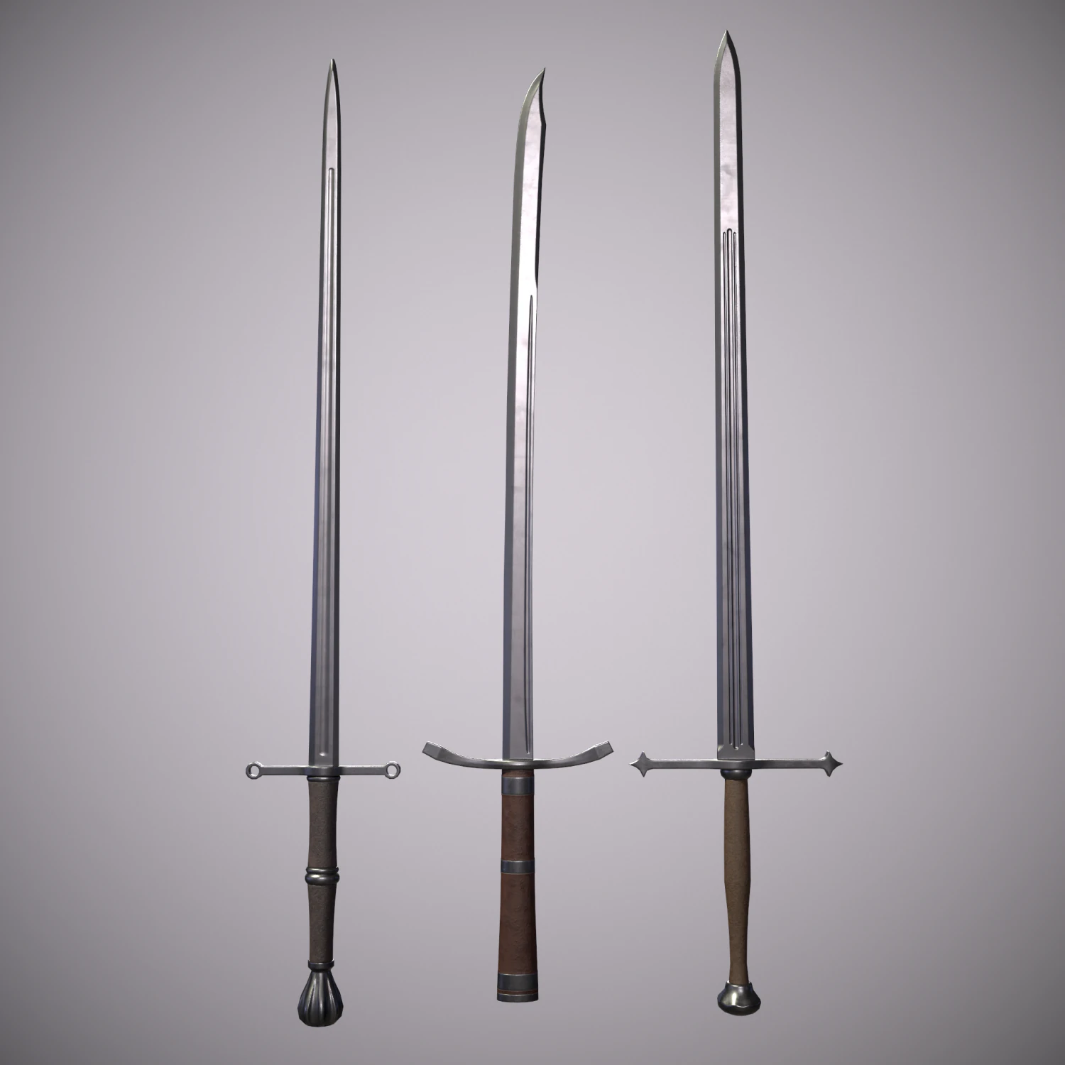 two-handed swords 3D Model .c4d .max .obj .3ds .fbx .stl .blend 