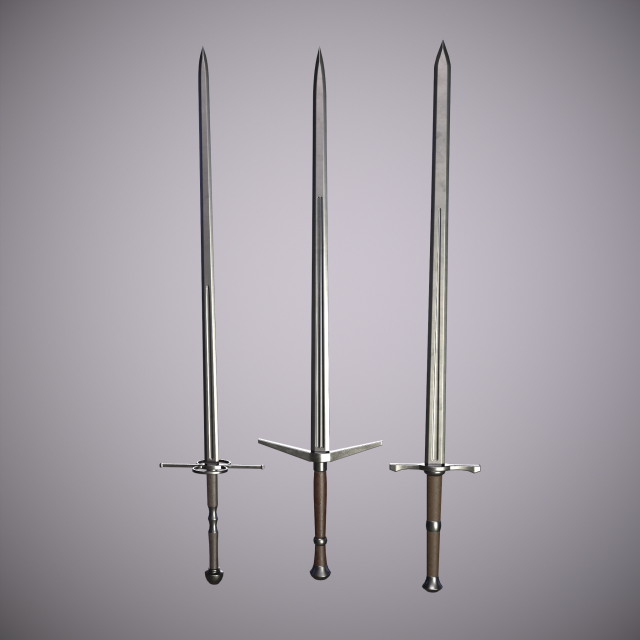 two-handed swords 3D Модель .c4d .max .obj .3ds .fbx .stl .blend 