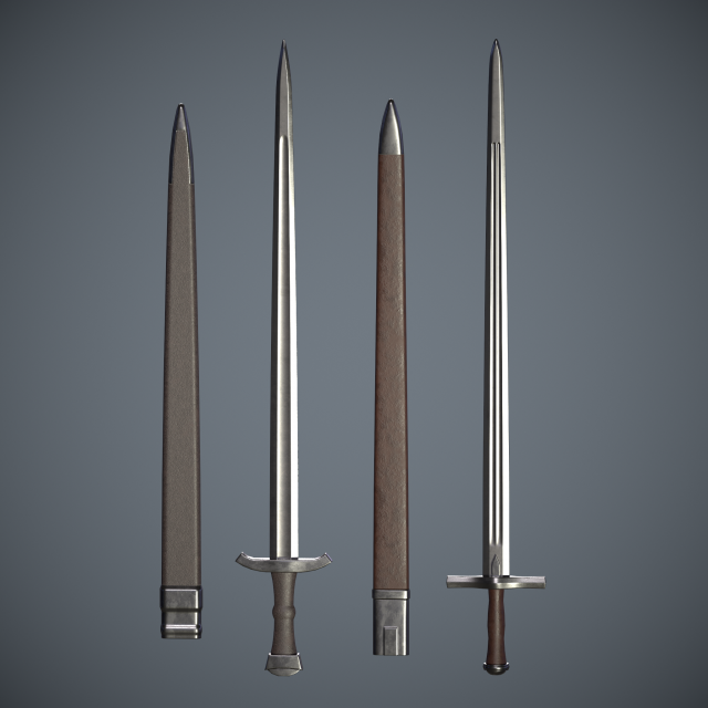 one-handed sword with scabbard Model 3D .c4d .max .obj .3ds .fbx .stl .blend 