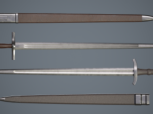 one-handed sword with scabbard Model 3D