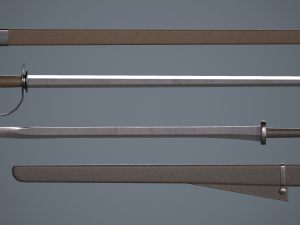 one-handed sword with scabbard Model 3D