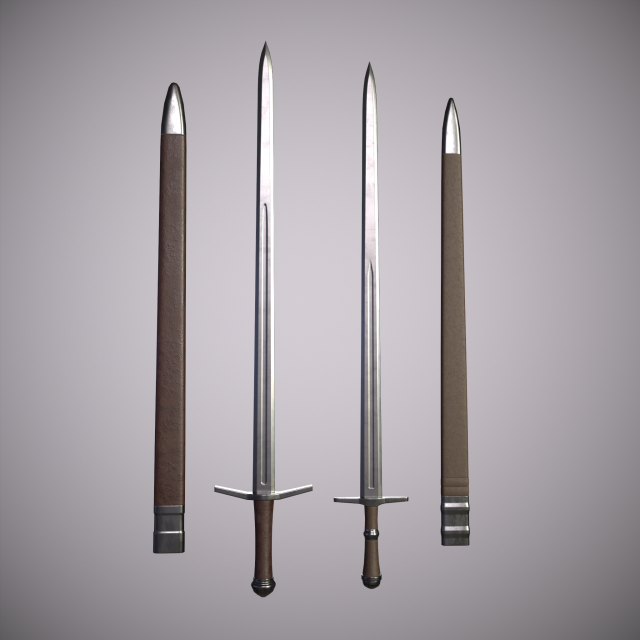 one-handed sword with scabbard 3D Model .c4d .max .obj .3ds .fbx .stl .blend 