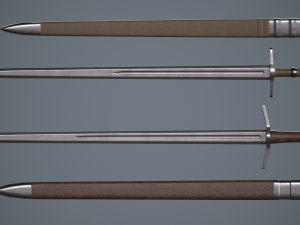 one-handed sword with scabbard 3D Model