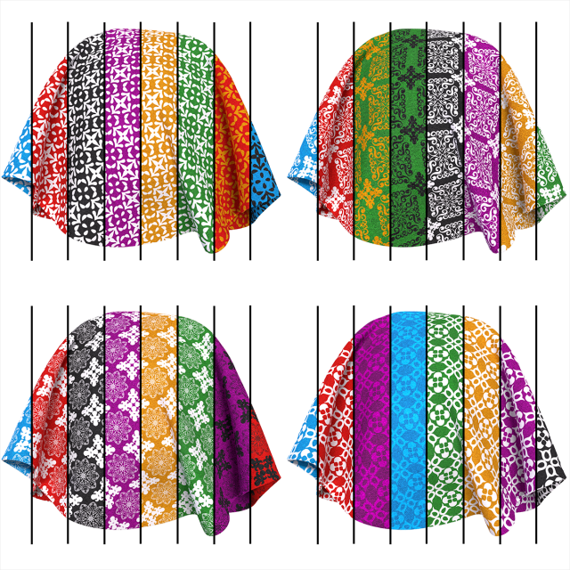 Patterned fabric-set05 CG टेक्स्चर्स .c4d .max .obj .3ds .fbx .stl .blend 