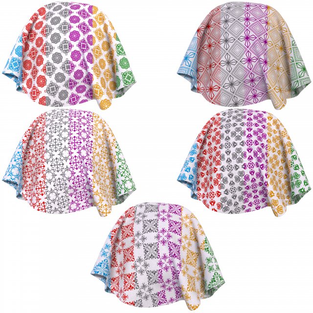 Patterned fabric-set08 CG Textures .c4d .max .obj .3ds .fbx .stl .blend 