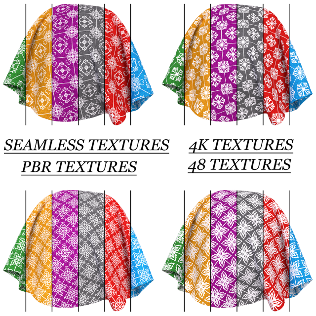 Patterned fabric-set011 CG Textures .c4d .max .obj .3ds .fbx .stl .blend 