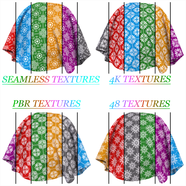 Patterned fabric-set012 CG Textures .c4d .max .obj .3ds .fbx .stl .blend 
