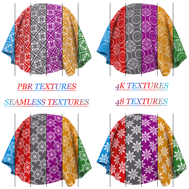 Patterned fabric-set30 CG Textures .c4d .max .obj .3ds .fbx .stl .blend 