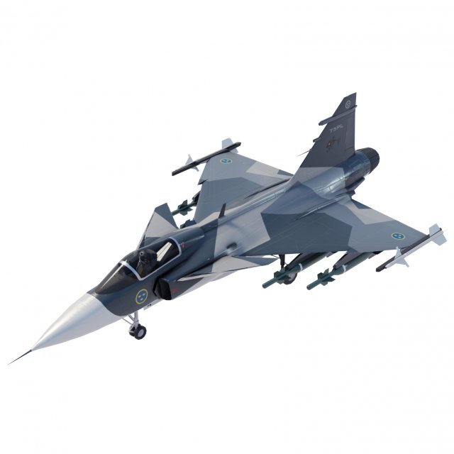 Saab JAS-39 Gripen lowpoly jet fighter Model 3D .c4d .max .obj .3ds .fbx .stl .blend 