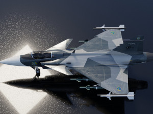 Saab JAS-39 Gripen lowpoly jet fighter Model 3D