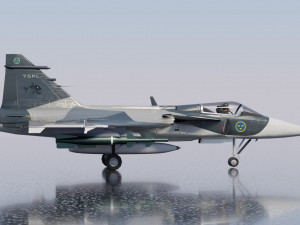 Saab JAS-39 Gripen lowpoly jet fighter Model 3D