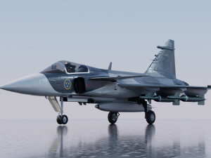 Saab JAS-39 Gripen lowpoly jet fighter Model 3D