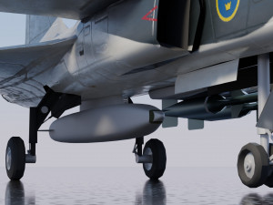 Saab JAS-39 Gripen lowpoly jet fighter Model 3D