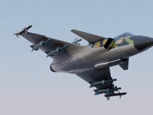 Saab JAS-39 Gripen lowpoly jet fighter Model 3D