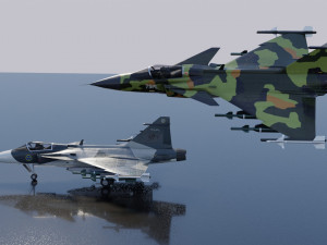 Saab JAS-39 Gripen lowpoly jet fighter Model 3D