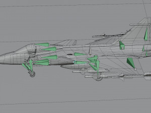 Saab JAS-39 Gripen lowpoly jet fighter Model 3D