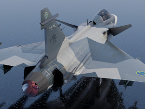Saab JAS-39 Gripen lowpoly jet fighter Model 3D