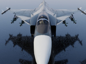 Saab JAS-39 Gripen lowpoly jet fighter Model 3D