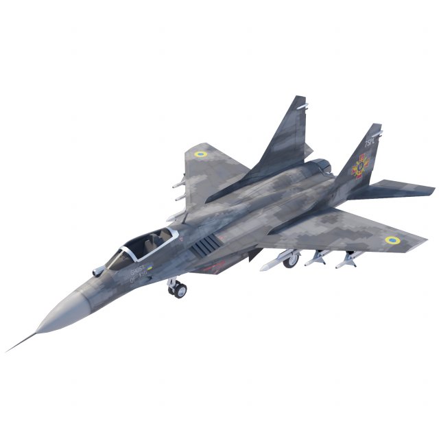 Mikoyan Gurevich MIG-29 Fulcrum Ghost of Kyiv Model 3D .c4d .max .obj .3ds .fbx .stl .blend 