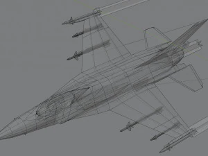 General dynamics f-16 falcon lowpoly jet fighter 3D Model