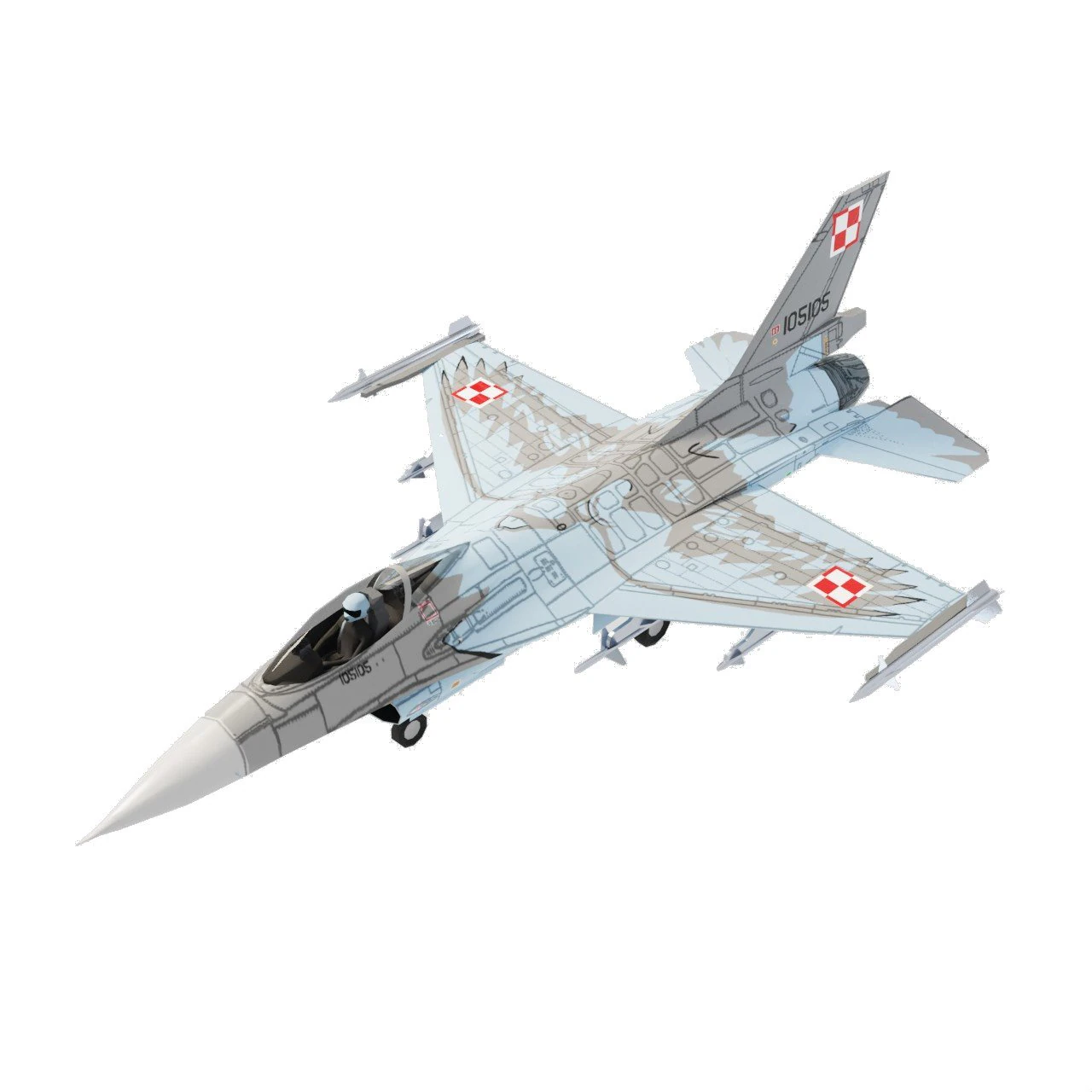 General dynamics f-16 falcon lowpoly jet fighter 3D Model .c4d .max .obj .3ds .fbx .stl .blend 