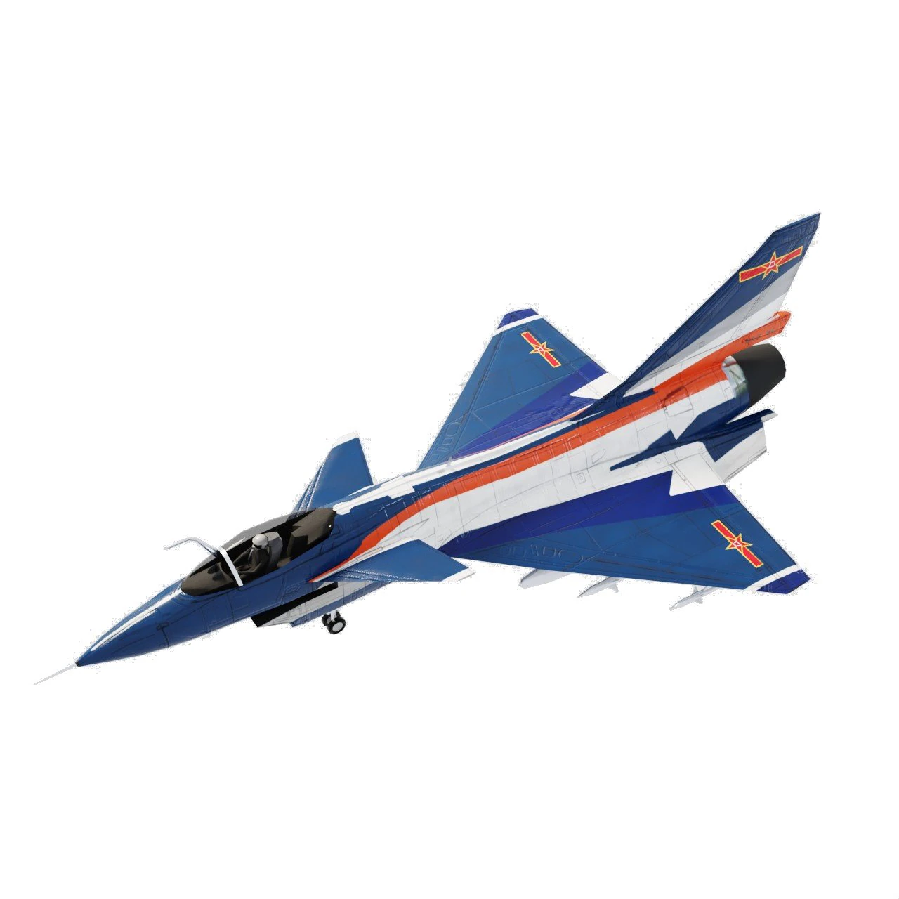 Chengdu j-10 vigorous dragon lowpoly jet fighter 3D Model .c4d .max .obj .3ds .fbx .stl .blend 