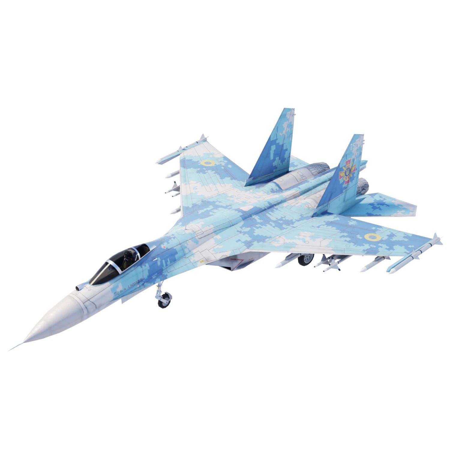 Flanker del Sukhoi SU-27 Modello 3D .c4d .max .obj .3ds .fbx .stl .blend