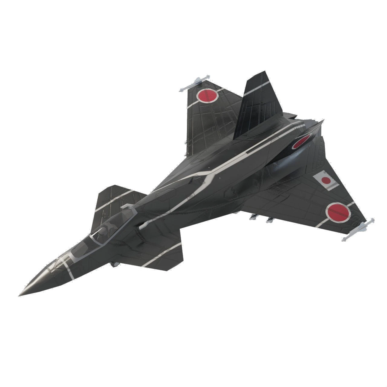 Skunk F-33 Lancer lowpoly concept jet fighter 3D Model .c4d .max .obj .3ds .fbx .stl .blend